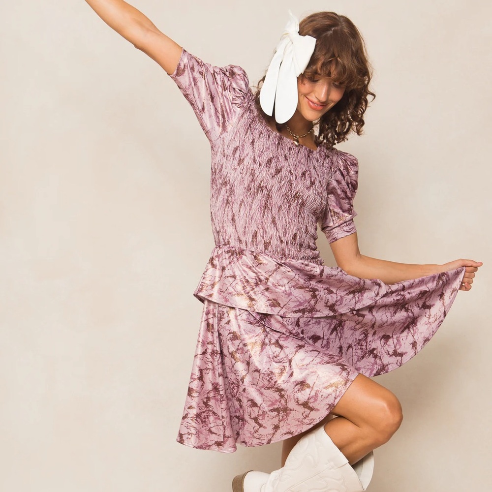 Ivy City Co Mauve Pink Printed Mini Dress
